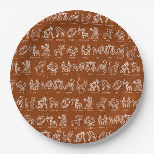 Prato De Papel Placa de Papel Sinal Zodiac (Laranja)