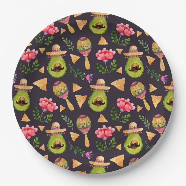 Prato De Papel Placa de papel Spicy Fiesta Mexicana (Frente)