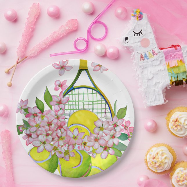 Prato De Papel Placa de papel tênis para a parte do jogador Tênis (Festa)