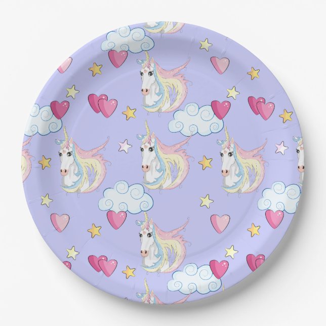 Prato De Papel Placa de papel Unicorn (Frente)