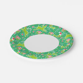 Prato De Papel Placa de papel verde padrão para aves de rena de N