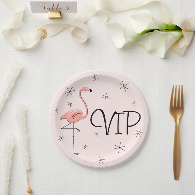 Prato De Papel Placa de papel VIP rosa Flamingo (Casamento)