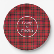 Placa de papel Xadrez de Tartan Vermelho