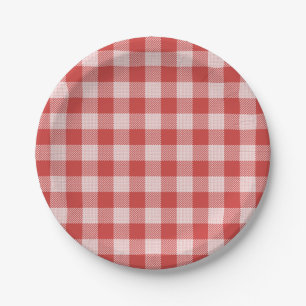 Prato De Papel Placa de Xadrez Red Gingham Party Pizza