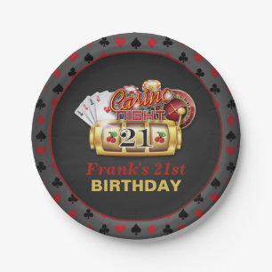 Prato De Papel Placa do aniversário do casino - aniversário de