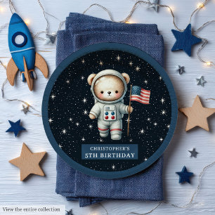 Prato De Papel Placa do partido Astronauta do Ursinho Personaliza