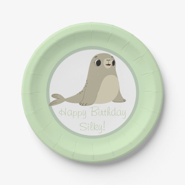 Prato De Papel Placa do partido da rocha do papagaio-do-mar - de (Frente)