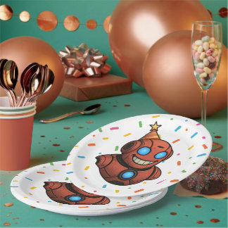 Prato De Papel Placa do Partido das Crianças - Robô Vermelho Boni