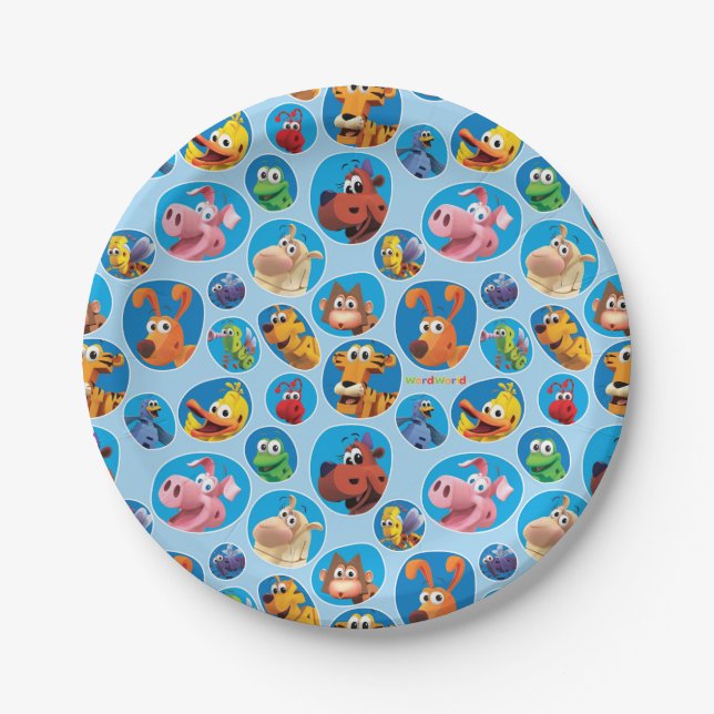 Prato De Papel Placa do partido de WordWorld (Frente)