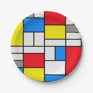 Prato De Papel Placa Elegante Tema Mondrian