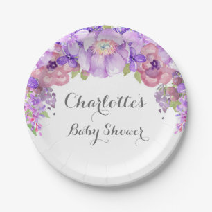 Prato De Papel Placa floral do chá de fraldas do Lilac roxo