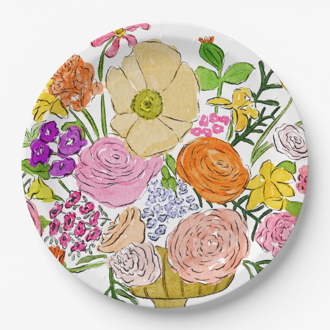 Prato De Papel Placa Floral | Poppy + Patrick (Frente)