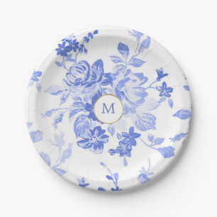 Prato De Papel Placa inicial personalizável bonito azul delft bra