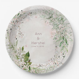 Prato De Papel Placa Jantada De 9 Polegadas E Blush Wedding