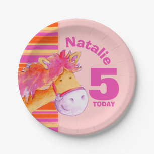 Prato De Papel Placa personalizada 5as meninas do aniversário da