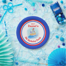 Prato De Papel Placa personalizada de 5 de aniversário para barco