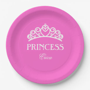 Prato De Papel Placa princesa personalizada com nome