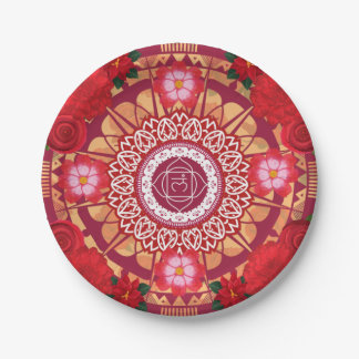 Prato De Papel Placa Root Chakra Mandala