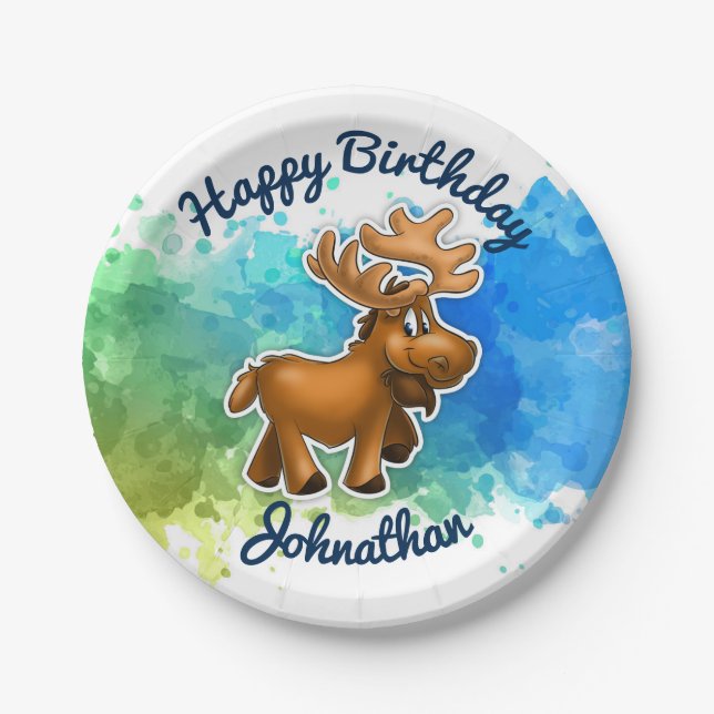 Prato De Papel Placas bonitos dos alces (Frente)