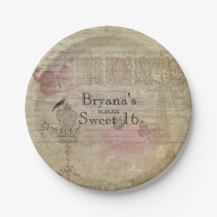 Prato De Papel Placas chiques do casamento da festa de