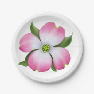 Prato De Papel Placas cor-de-rosa da flor do Dogwood