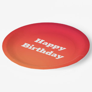 Prato De Papel Placas de Aniversário Vermelho Laranja