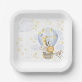 Prato De Papel Placas De Balão De Ar Quente Safari Animal