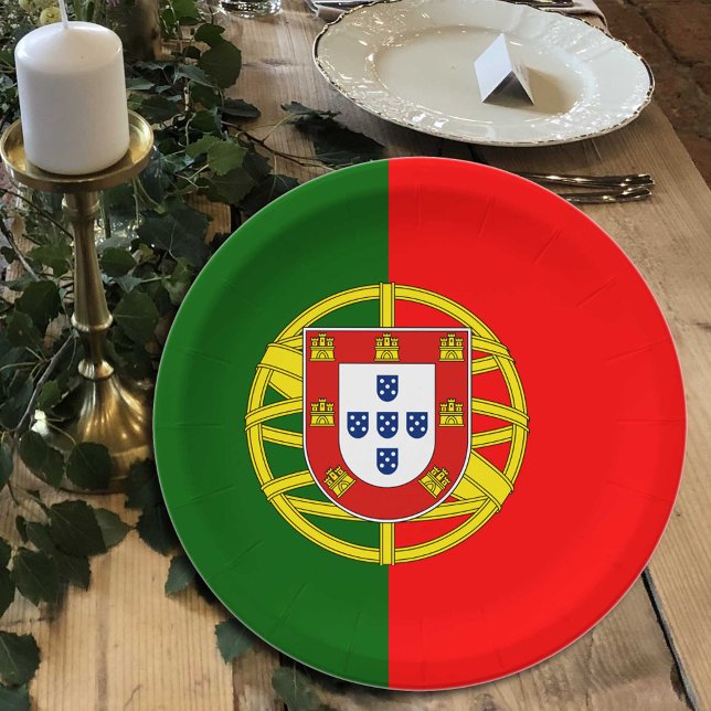 Prato De Papel Placas de bandeira portuguesas, festa, esportes, P (Criador carregado)