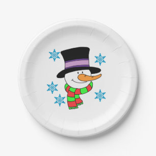 Prato De Papel Placas de Cartoon Snowman