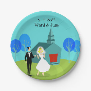 Prato De Papel Placas de Casal de Casamento Retroativo Personaliz