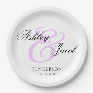 Prato De Papel Placas de Casamento com Nome Personalizado Elegant