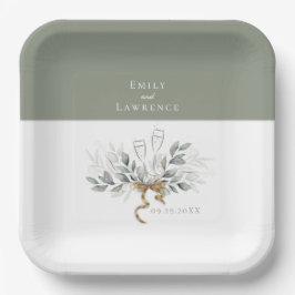 Prato De Papel Placas de Casamento de Eucalyptus Verdes