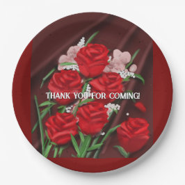 Prato De Papel Placas de Casamento Rosa vermelha