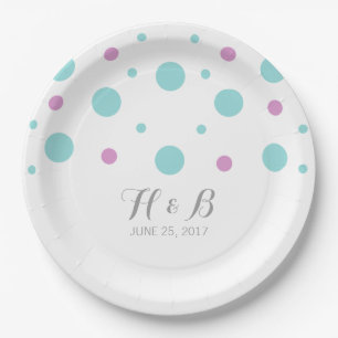 Prato De Papel Placas De Casamento Turquesa Fuchsia Confetti