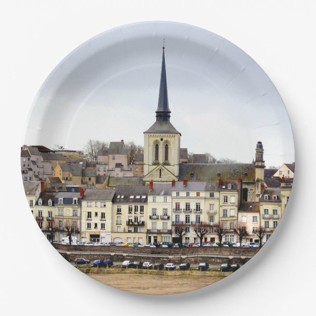 Prato De Papel Placas de Cena do Rio Saumur (Frente)