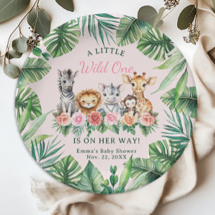 Prato De Papel Placas de Chá de fraldas da Garota Safari Selva - 