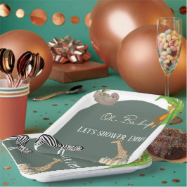 Prato De Papel Placas De Chá de fraldas Da Safari