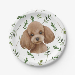 Prato De Papel Placas de Chá de fraldas de Toy Poodle Greenery Bo