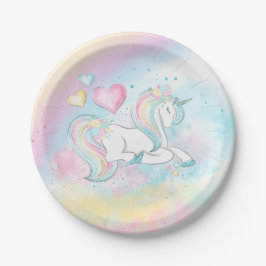 Prato De Papel Placas de Chá de fraldas do Unicorn Rainbow