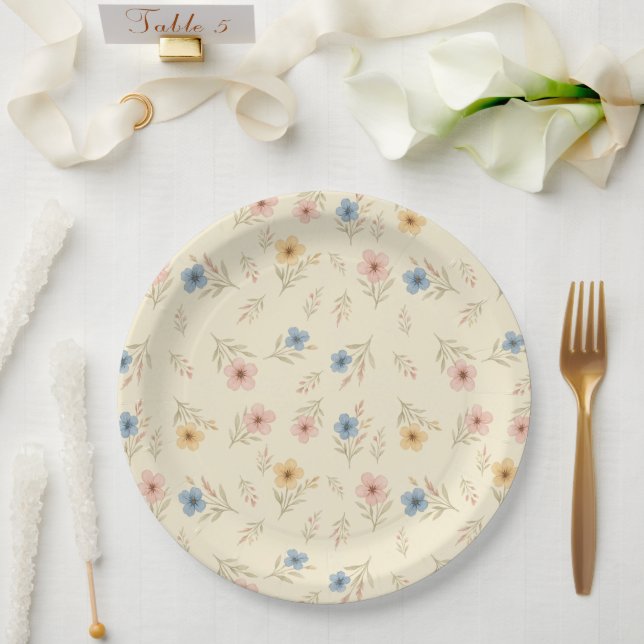 Prato De Papel Placas de Chá de fraldas Flórida de Vinhos Selvage (Casamento)