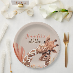 Prato De Papel Placas de Chá de fraldas Rust e Tan Boho Giraffe