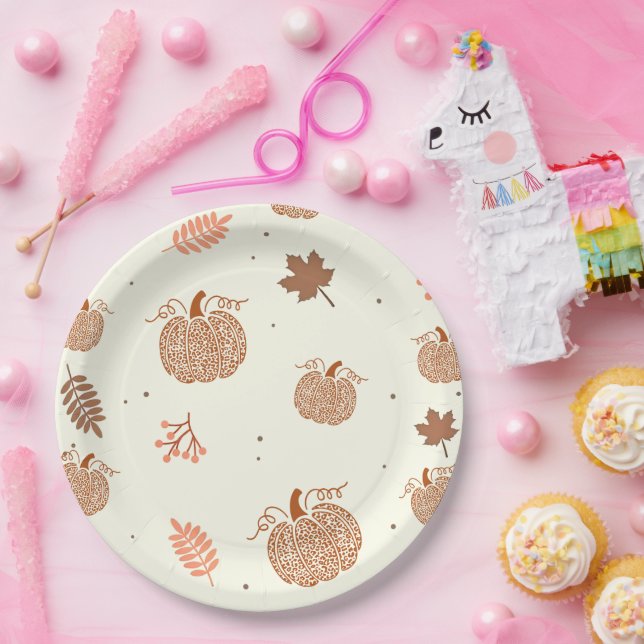 Prato De Papel Placas de Chá de panela de Abóbora de Boho (Festa)