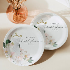 Prato De Papel Placas de Chá de panela Floral Elegante Blush