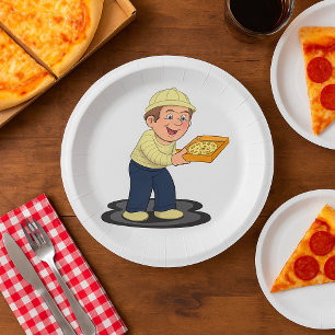 Prato De Papel Placas de Comida para Garotos de Entrega de Pizza
