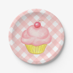 Prato De Papel Placas de Cupcake Ping Gingham