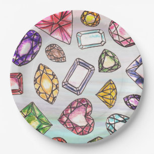 Prato De Papel Placas de Design de gemstone