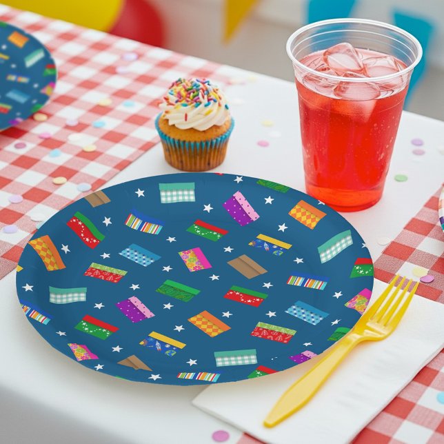 Prato De Papel Placas de Estrelas da Caixa de Sapatos - Azul (Criador carregado)