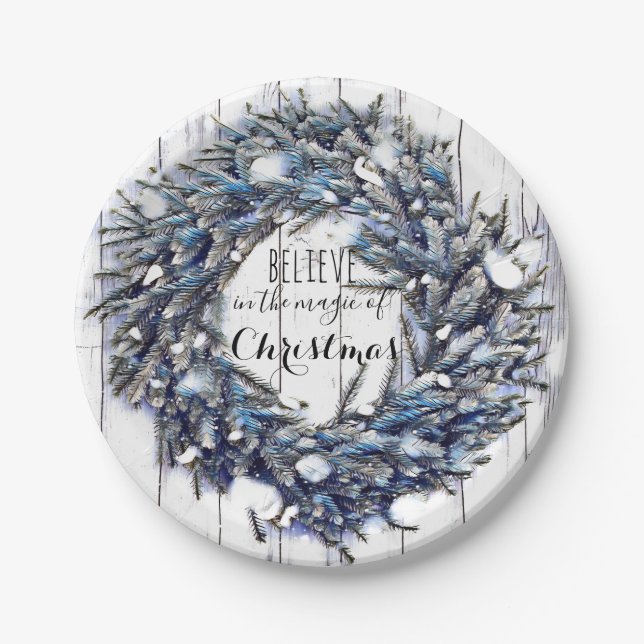 Prato De Papel Placas de Férias Mágicas de Natal (Frente)