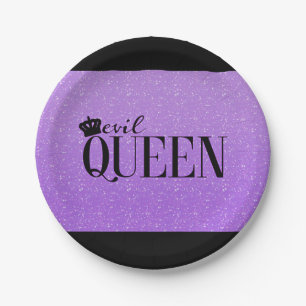 Prato De Papel Placas de Festa Brilho Roxo RAINHA MALVADA