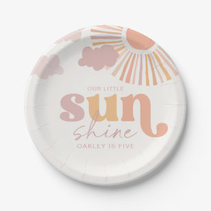 Prato De Papel Placas de Festa de aniversário com Sol Retroativo